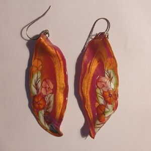 Floral Pink and Orange Earrings